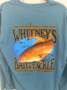 Fishing Shirt Like New Whitney's Bait & Tackle Sanibel Men's Sun Shirt Size M